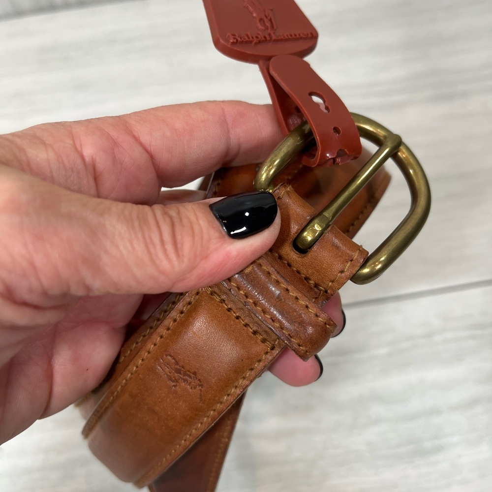 Polo by Ralph Lauren Brown Leather Belt with D-Ring Buckle